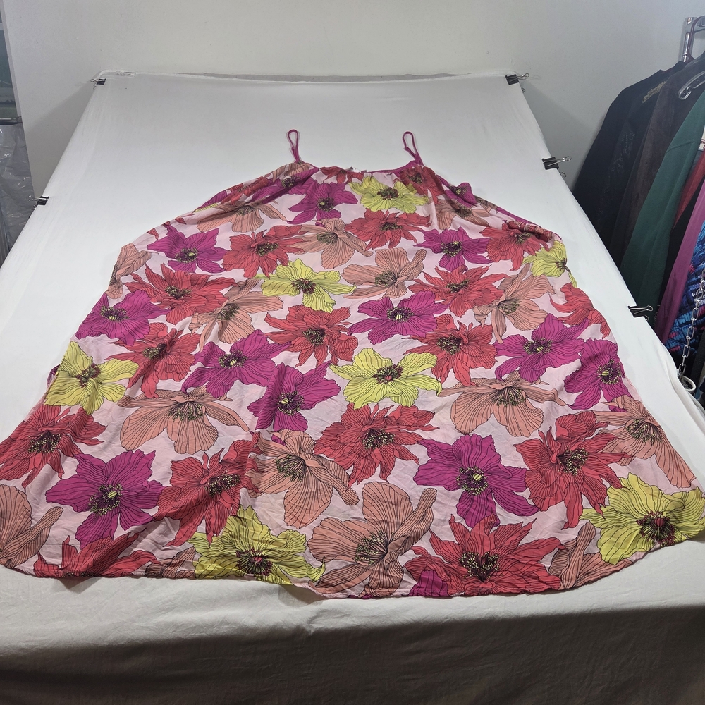 Joyspun Floral Spaghetti Strap Maxi Dress Pink Yellow Blossom Flowy Summer - Picture 12 of 16